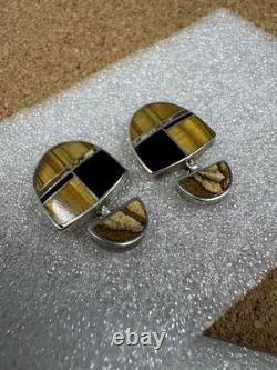 CHEE Southwestern Native American Navajo Gemstone Sterling Silver Post Earrings