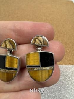 CHEE Southwestern Native American Navajo Gemstone Sterling Silver Post Earrings