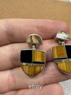 CHEE Southwestern Native American Navajo Gemstone Sterling Silver Post Earrings