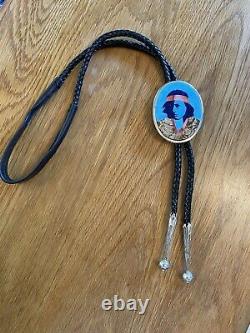 Calvin Desson Native American Navajo Inlay Bolo Indian Chief Geronimo Sterling