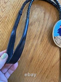 Calvin Desson Native American Navajo Inlay Bolo Indian Chief Geronimo Sterling