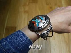 Charlie Bowie Native American Navajo Turquoise Sterling Silver Cuff Bracelet
