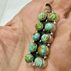 Cluster Natural #8 Turquoise Pendant Sterling Signed Hada 19.1 grams Handmade