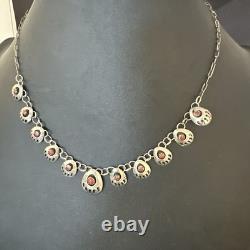 Coral ShadowBox Navajo Sterling Silver Necklace 17 20072