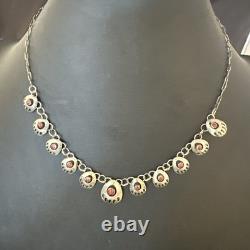 Coral ShadowBox Navajo Sterling Silver Necklace 17 20072
