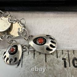 Coral ShadowBox Navajo Sterling Silver Necklace 17 20072