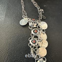 Coral ShadowBox Navajo Sterling Silver Necklace 17 20072