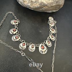 Coral ShadowBox Navajo Sterling Silver Necklace 17 20072