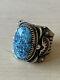 Delbert Gordon Kingman Spiderweb Turquoise Sterling Ring Sz 11.5 Signed