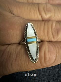 Diamond shape Native American, Navajo sterling silver, Turquoise inlay Earrings