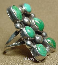 EARLY VINTAGE NAVAJO NATIVE AMERICAN STERLING SILVER NATURAL TURQUOISE RING Sz6+