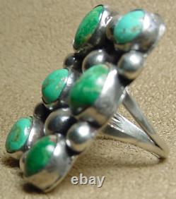 EARLY VINTAGE NAVAJO NATIVE AMERICAN STERLING SILVER NATURAL TURQUOISE RING Sz6+