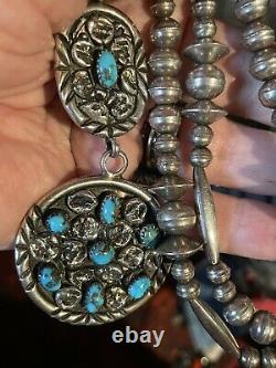 E. Yazzie Native American Navajo Handmade Cluster Pendant & Bench Bead Necklace