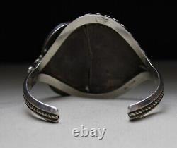 Ella Cowboy Native American Navajo Onyx Sterling Silver Cuff Bracelet Large Size