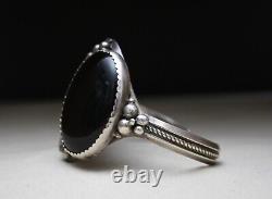 Ella Cowboy Native American Navajo Onyx Sterling Silver Cuff Bracelet Large Size