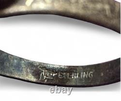 Estate Signed Native American Navajo Sterling Silver Turquoise Ring Sz8