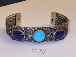 Exceptional Beauty Native American Navajo Sterling Silver Lapis Lazuli Turquoise