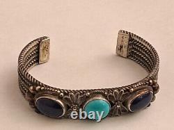 Exceptional Beauty Native American Navajo Sterling Silver Lapis Lazuli Turquoise