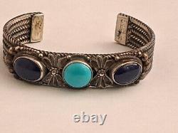 Exceptional Beauty Native American Navajo Sterling Silver Lapis Lazuli Turquoise