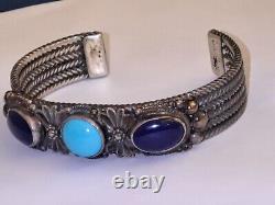 Exceptional Beauty Native American Navajo Sterling Silver Lapis Lazuli Turquoise