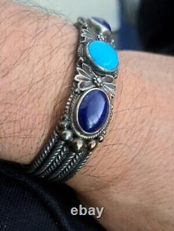 Exceptional Beauty Native American Navajo Sterling Silver Lapis Lazuli Turquoise