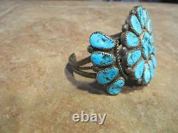 FINE OLD PAWN Navajo Sterling Silver KINGMAN Turquoise CLUSTER Bracelet