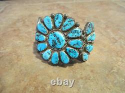 FINE OLD PAWN Navajo Sterling Silver KINGMAN Turquoise CLUSTER Bracelet