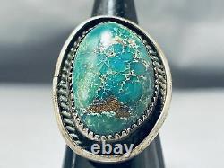 Fabulous Vintage Navajo Green Turquoise Sterling Silver Ring