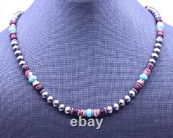 Feminine Purple, Mauve Pink Spiny Oyster Blue Kingman Arizona Turquoise Necklace