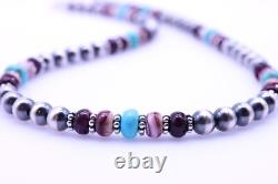 Feminine Purple, Mauve Pink Spiny Oyster Blue Kingman Arizona Turquoise Necklace