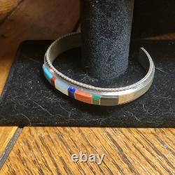 Francis Yazzie Navajo Multistone Inlay Sterling Cuff Size 6-6.5 New Signed