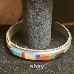 Francis Yazzie Navajo Multistone Inlay Sterling Cuff Size 6-6.5 New Signed