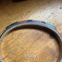 Francis Yazzie Navajo Multistone Inlay Sterling Cuff Size 6-6.5 New Signed