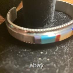 Francis Yazzie Navajo Multistone Inlay Sterling Cuff Size 6-6.5 New Signed