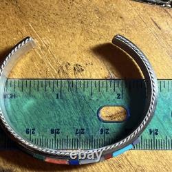 Francis Yazzie Navajo Multistone Inlay Sterling Cuff Size 6-6.5 New Signed