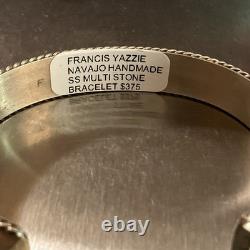 Francis Yazzie Navajo Multistone Inlay Sterling Cuff Size 6-6.5 New Signed