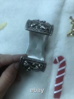 Fred James Navajo Native American Sterling Silver Floral Cuff Bracelet Watch