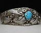 Fred Maloney Native American Navajo Turquoise Sterling Silver Foliate Bracelet