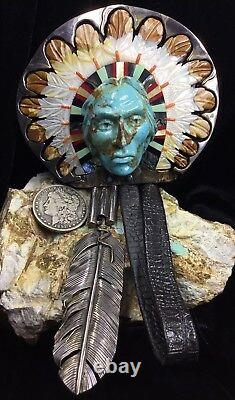 GALLERY QUALITY, John Winston HUGE Native American Sterling Bolo, 381.4g