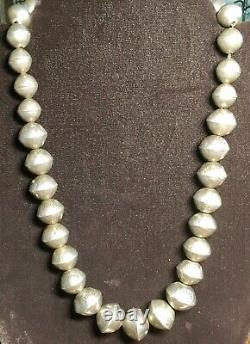 GORGEOUS Old Pawn Sterling Silver (Navajo Pearl) Necklace Stamped Graduated