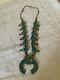 Gorgeous Sterling Silver Native American Squash Blossom Turquoise Necklace