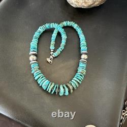 Graduated Blue Turquoise Navajo Pearls Sterling Silver Necklace 18 18319