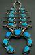 Huge Authentic Vintage Navajo Sterling Silver Turquoise Squash Blossom Necklace