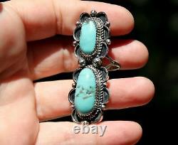 HUGE Beautiful Navajo Larry Sandoval Sterling Silver Turquoise Stone Ring Signed