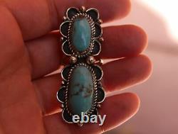 HUGE Beautiful Navajo Larry Sandoval Sterling Silver Turquoise Stone Ring Signed