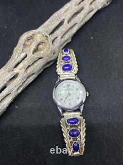 Handmade Native American Navajo Lapis Lazuli Sterling Silver Watch