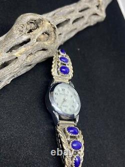 Handmade Native American Navajo Lapis Lazuli Sterling Silver Watch