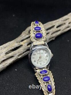 Handmade Native American Navajo Lapis Lazuli Sterling Silver Watch