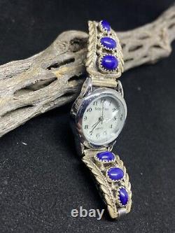 Handmade Native American Navajo Lapis Lazuli Sterling Silver Watch