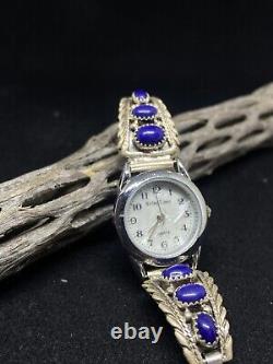 Handmade Native American Navajo Lapis Lazuli Sterling Silver Watch